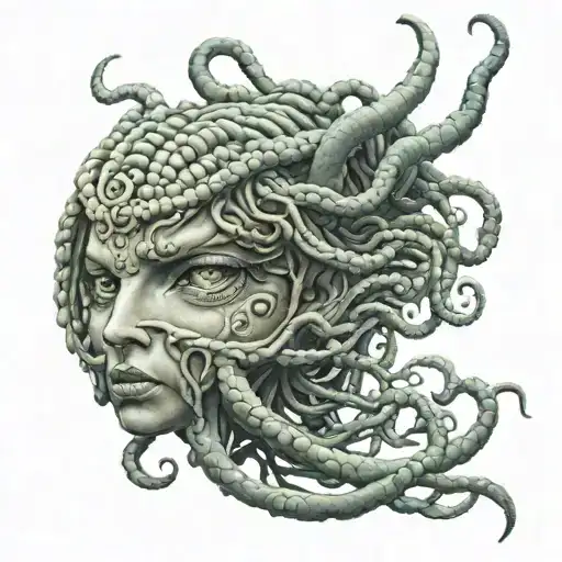 medusa no pupils tattoo design idea
