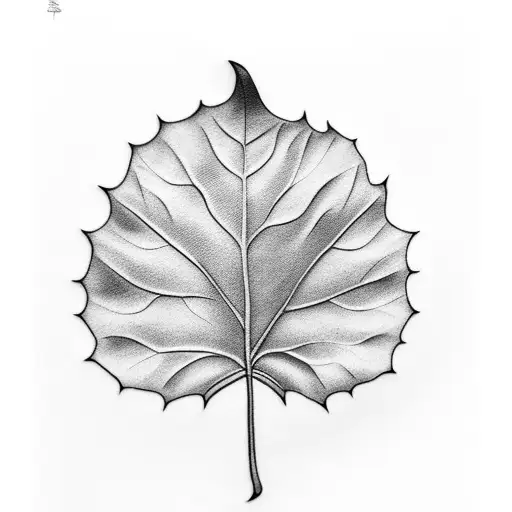 sycamore leaf standing on tip of kata tattoo design idea