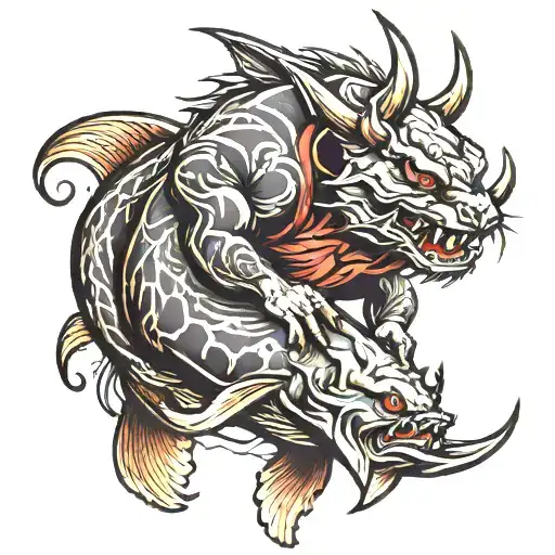 devil riding a big catfish tattoo tattoo design idea