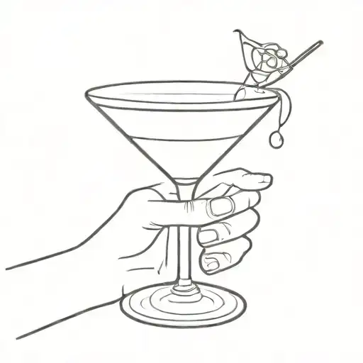 A minimalist outline of a bartender pouring a martini into a glass tattoo design idea