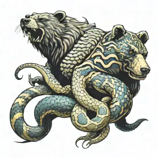 bear, snake, scorpion, and power tattoo design idea