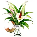 fox with glasses, calla lillies watercolour tattoo design idea