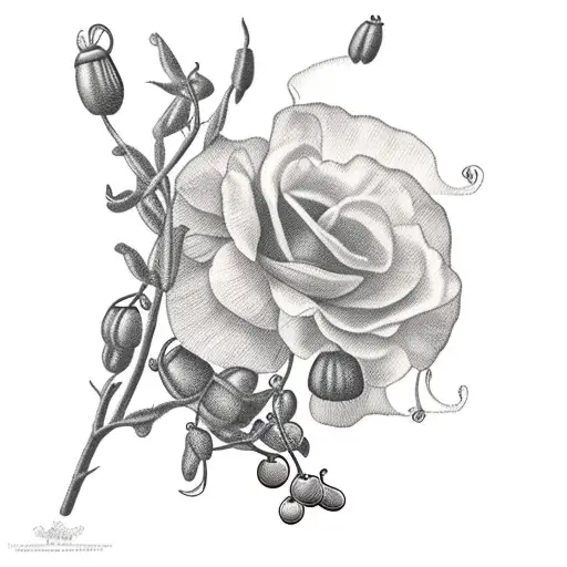 Sweet pea flowers and an olive branch intertwined Sweet pea flowers, olive branch, Reese's, pumpkins, poppies, olive bra tattoo design idea