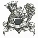 queen and king heart with Infinity rope   tattoo design idea
