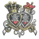 queen and king heart with Infinity rope   tattoo design idea