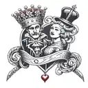 queen and king heart with Infinity rope   tattoo design idea
