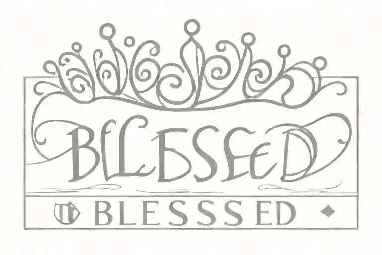 Blessed phrase with a crown above tattoo design idea