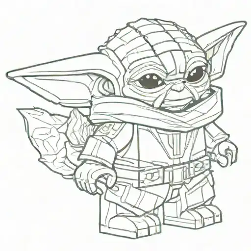 mandalorian baby yoda Lego  tattoo design idea