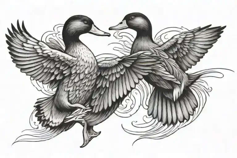 ducks flying  tattoo design idea