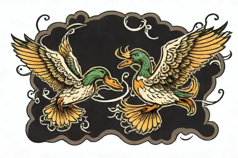 ducks flying  tattoo design idea