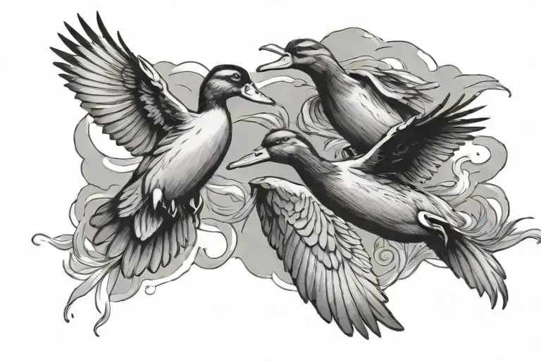 ducks flying away  tattoo design idea