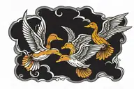 ducks flying  tattoo design idea