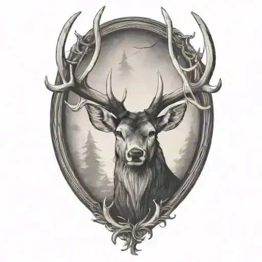 Deer antlers tattoo design idea
