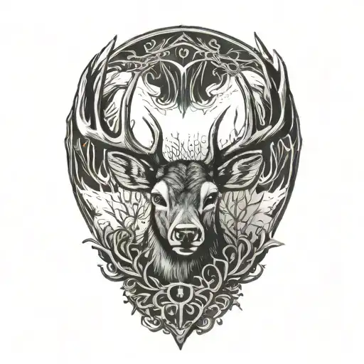 Deer antlers tattoo design idea