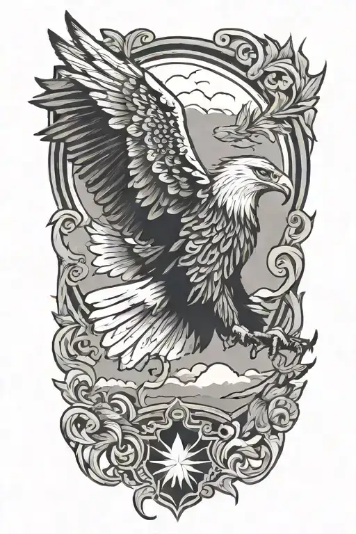 Eagle flying tattoo design idea