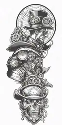 steampunk cowboy tattoo design idea
