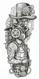 steampunk cowboy tattoo design idea
