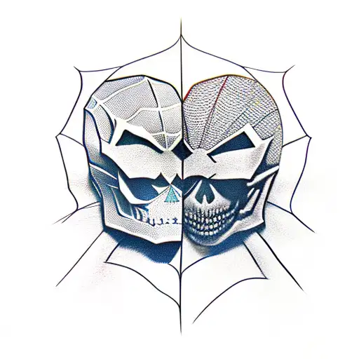 spiderman and skull tattoo design idea