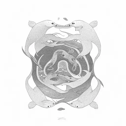 otter and a platypus in the shape of ying yang tattoo design idea