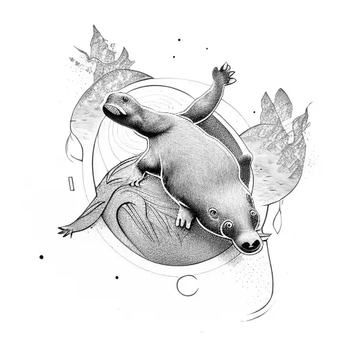platypus yin yang tattoo design idea