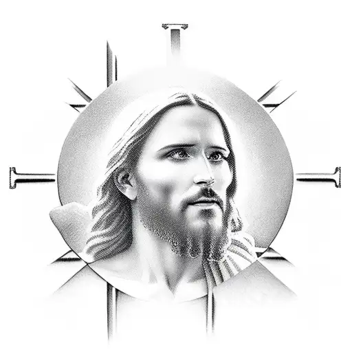 Jesus Christ Cross  sky tribal 3D tattoo design idea
