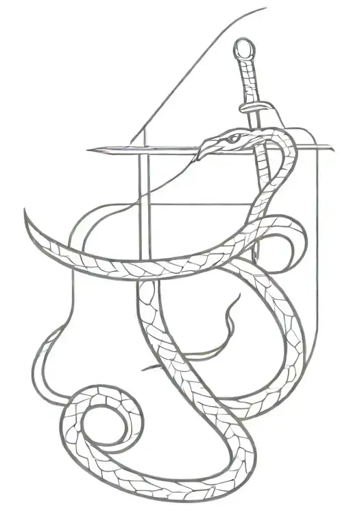 snake around a sword tattoo design idea