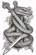 snake around a sword tattoo design idea
