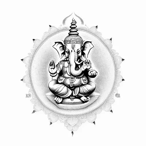Geeta name in ganpati design tattoo design idea