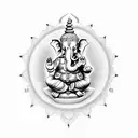 Geeta name in ganpati design tattoo design idea