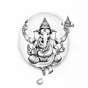 Geeta name in ganpati design tattoo design idea