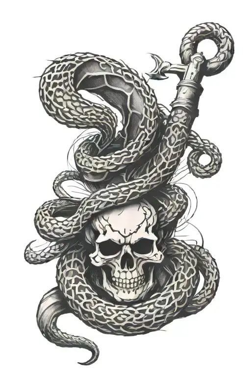navy anchor with copperhead snake wrapped around.  "Don't tread on me" tattoo design idea