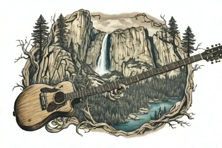 Yosemite in a guitar tattoo design idea