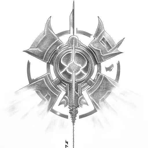 crossover of Energy sword from Halo and frostmourne from world of warcraft  tattoo design idea
