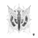 crossover of Energy sword from Halo and frostmourne from world of warcraft  tattoo design idea