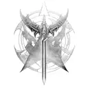 crossover of Energy sword from Halo and frostmourne from world of warcraft  tattoo design idea