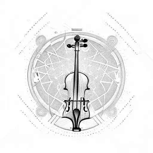 violin with musical symbols as the strings tattoo design idea