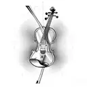 A detailed sketch of a violin with musical symbols as the strings tattoo design idea