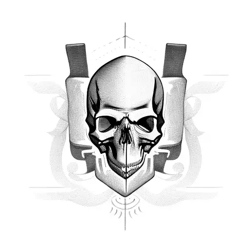  two guitars crossed by the handle with a skull and the word ROCK above tattoo design idea