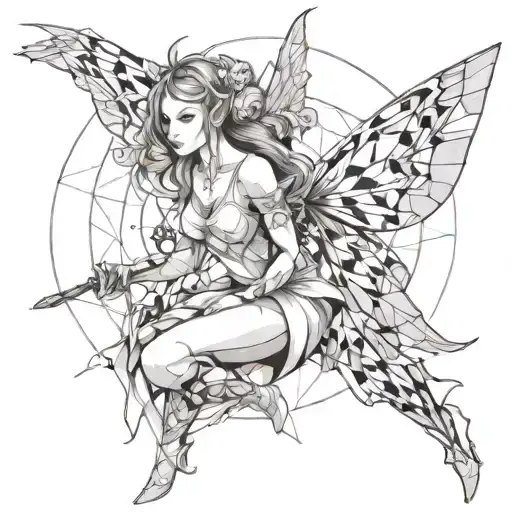 a fairy who represents my mom which i consider is a warrior and have lettering explaining what a warrior is tattoo design idea