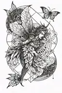 Create a tatto half realistic half geometric about a fairy who represents my mom which i consider is a warrior and have  tattoo design idea