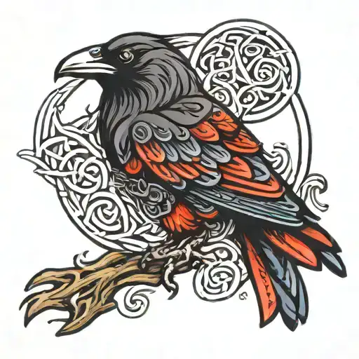 raven celtic Haida style tattoo design idea