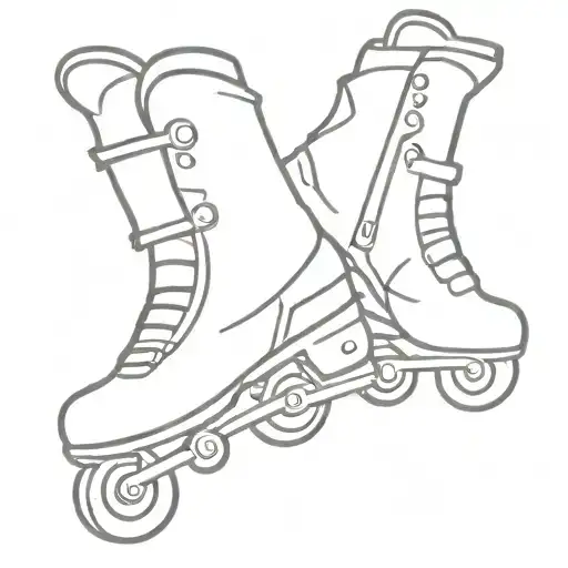 An abstract minimalist representation of inline skates tattoo design idea