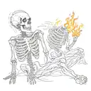 skeleton bored on fire tattoo design idea