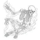 skeleton bored on fire tattoo design idea