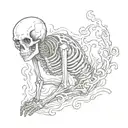 skeleton bored on fire tattoo design idea
