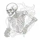 skeleton bored on fire tattoo design idea