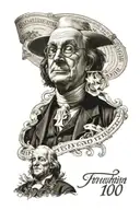 Benjamin Franklin and "100" and "Trust None" tattoo design idea