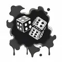 two dice rolling 6 tattoo design idea