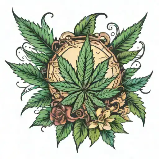 land surface with cannabis tattoo design idea