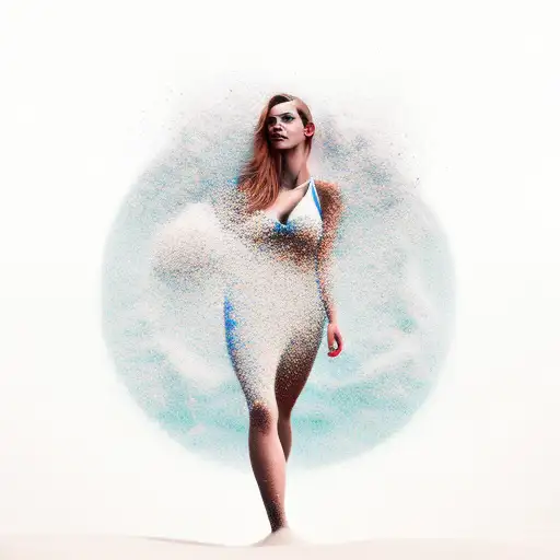 sandman as a woman standing in a flurry of sand tattoo design idea